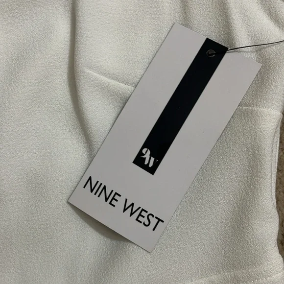 Nine West White Dress with Black Crochet Detail on Sleeves & Hem | Size 14 | NWT - Picture 10 of 15